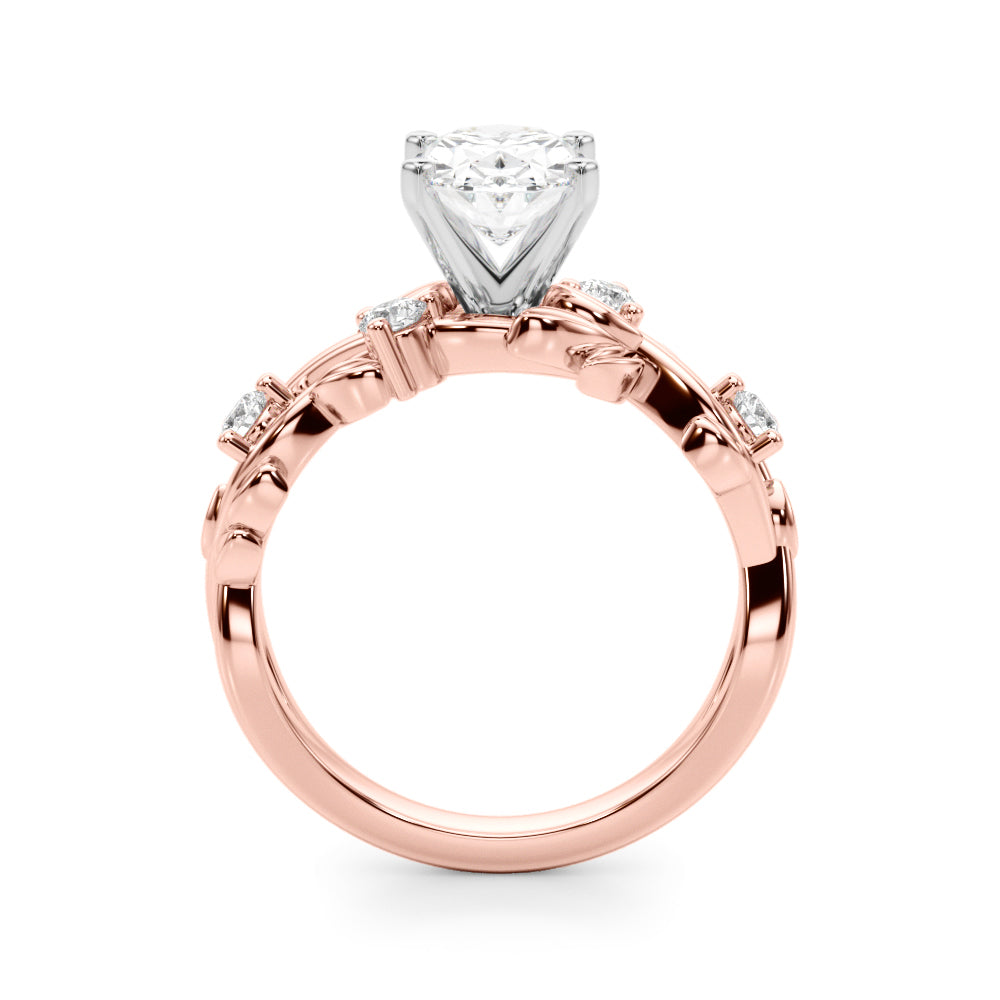 Regal Floral Leaf Dia Engagement Ring Round Diamond Engagement Ring — 9K/18K Gold & Platinum