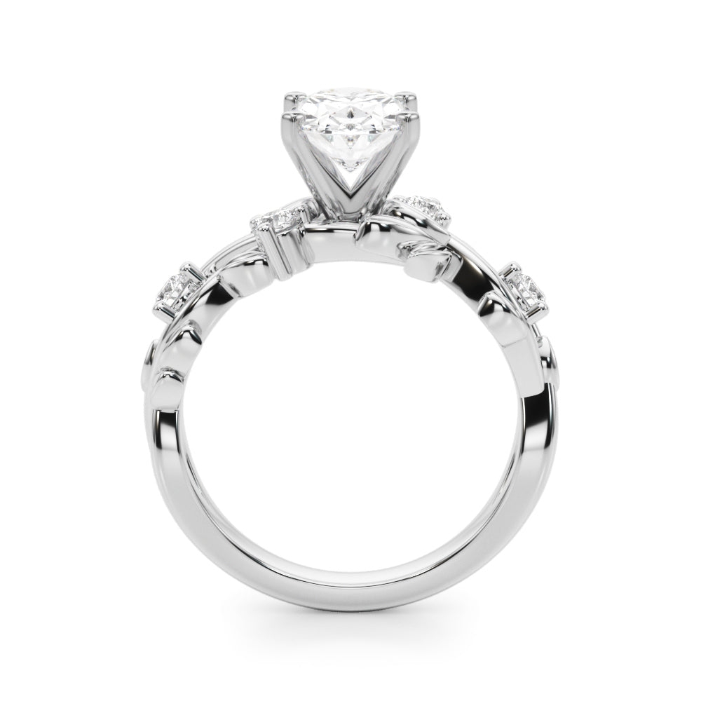 Regal Floral Leaf Dia Engagement Ring Round Diamond Engagement Ring — 9K/18K Gold & Platinum