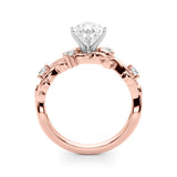 Regal Floral Leaf Dia Engagement Ring Round Diamond Engagement Ring — 9K/18K Gold & Platinum