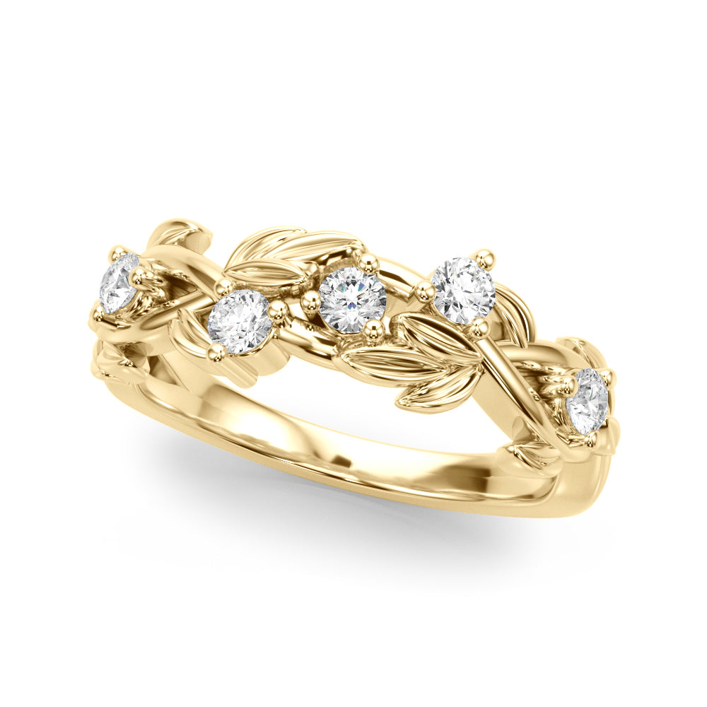 Floral Half Eternity Ring in Gold & Platinum