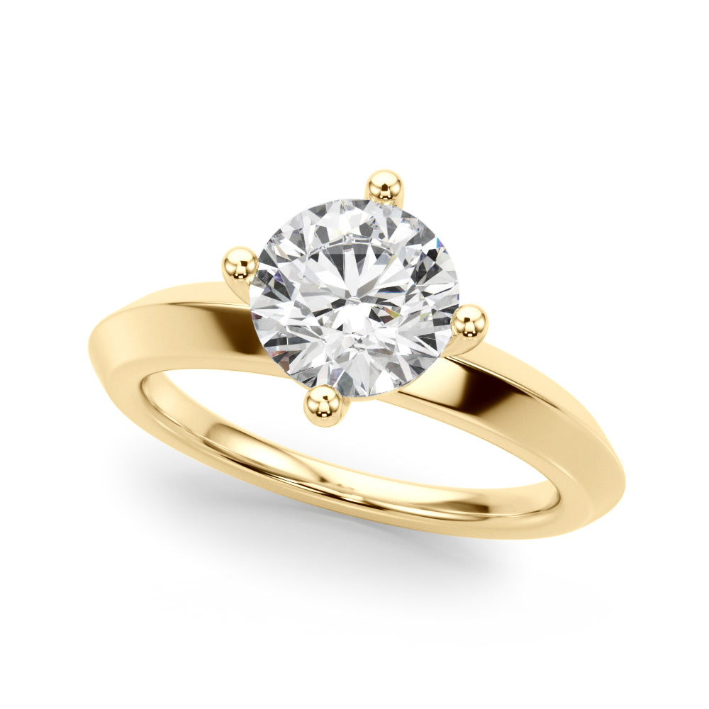 Sophisticated Knife Edge Solitaire Eng Ring Round Diamond Engagement Ring — 9K/18K Gold & Platinum