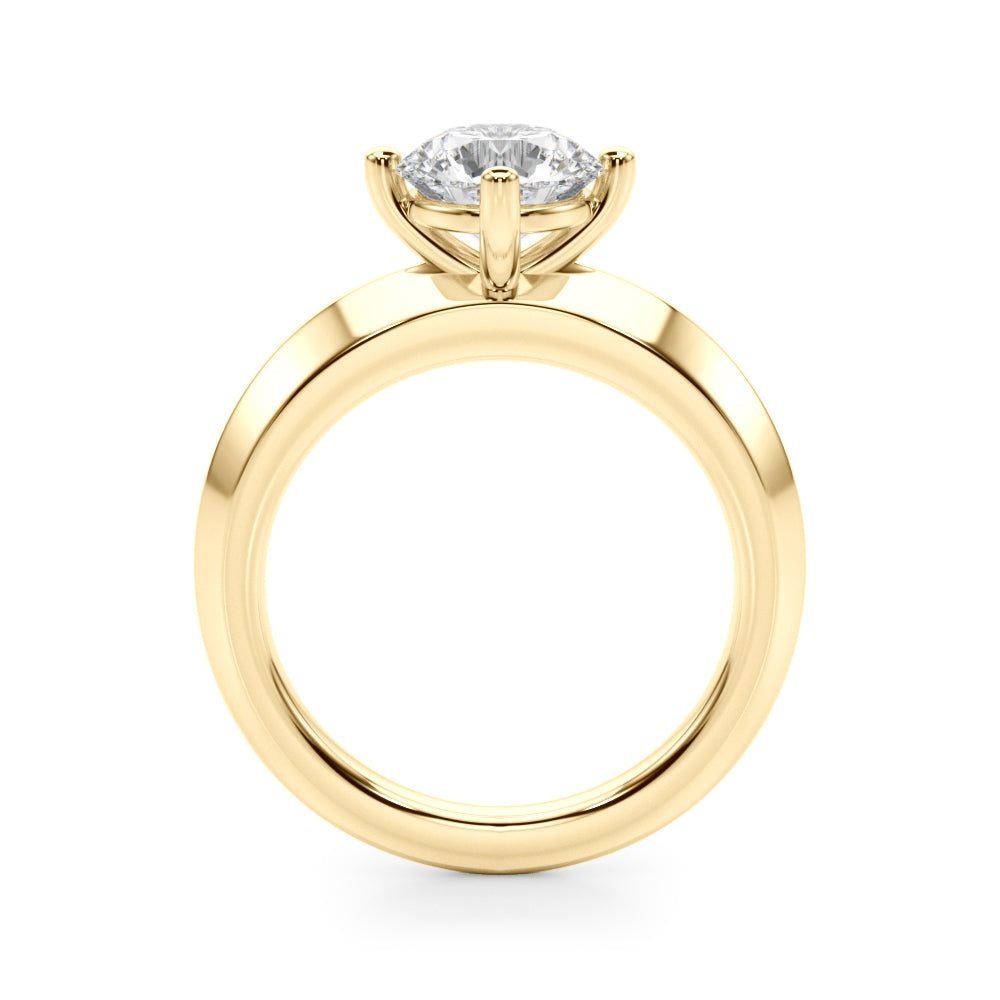Sophisticated Knife Edge Solitaire Eng Ring Round Diamond Engagement Ring — 9K/18K Gold & Platinum