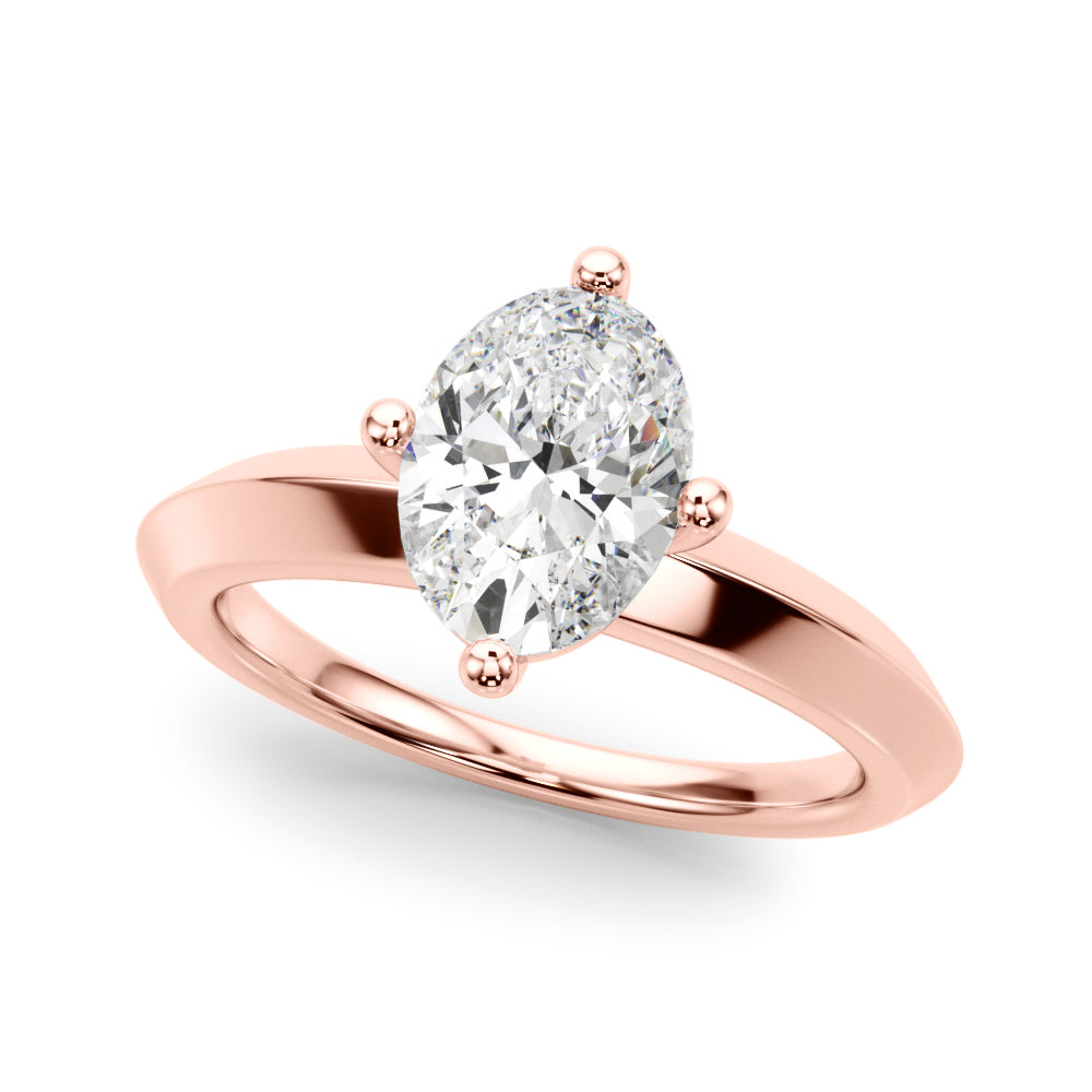 Eternal Knife Edge Solitaire Eng Ring Oval Diamond Engagement Ring — 9K/18K Gold & Platinum