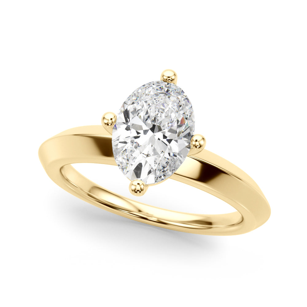 Eternal Knife Edge Solitaire Eng Ring Oval Diamond Engagement Ring — 9K/18K Gold & Platinum
