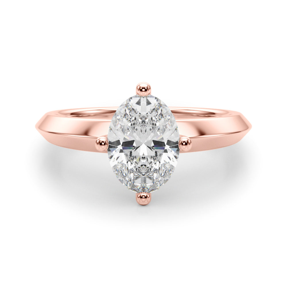 Eternal Knife Edge Solitaire Eng Ring Oval Diamond Engagement Ring — 9K/18K Gold & Platinum