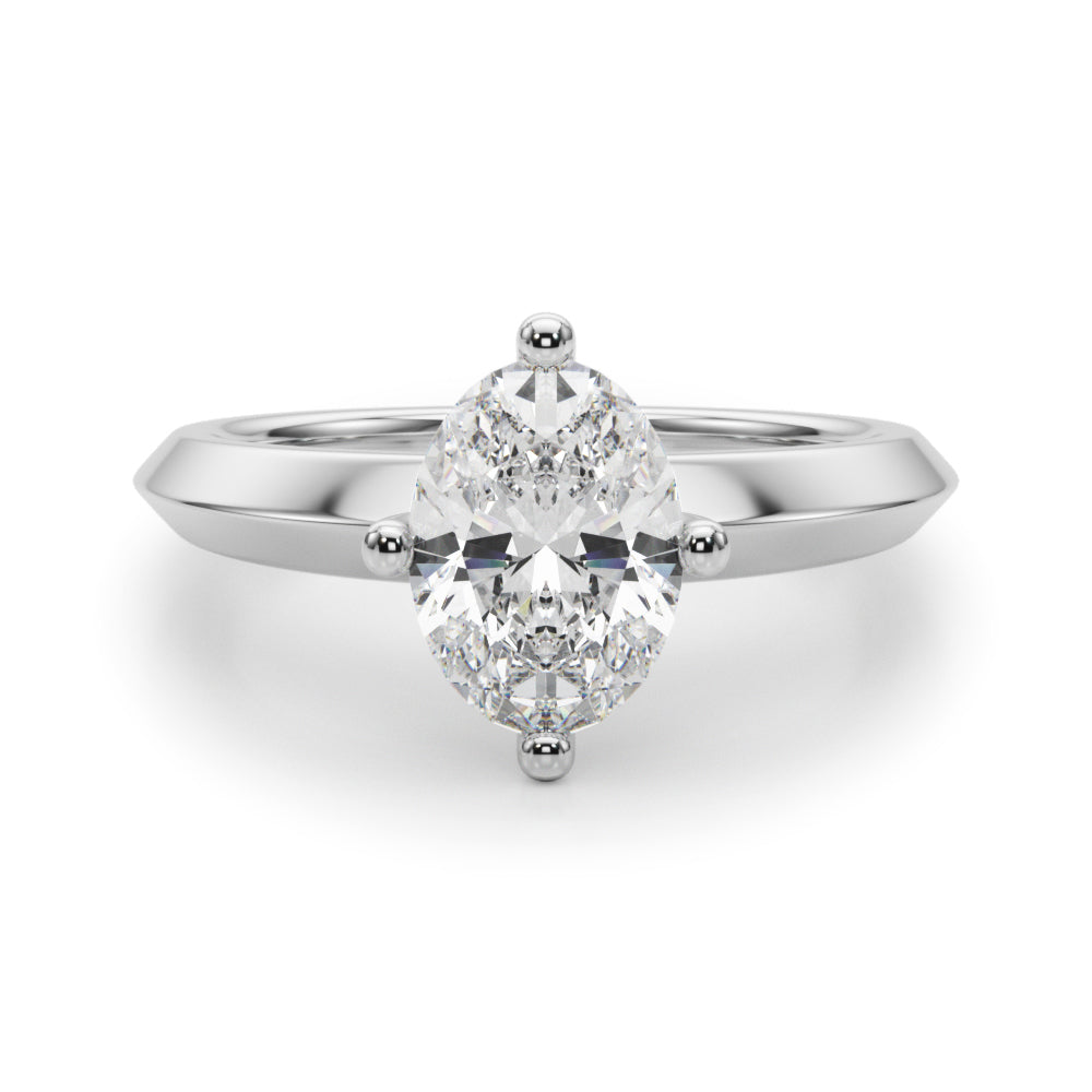 Eternal Knife Edge Solitaire Eng Ring Oval Diamond Engagement Ring — 9K/18K Gold & Platinum