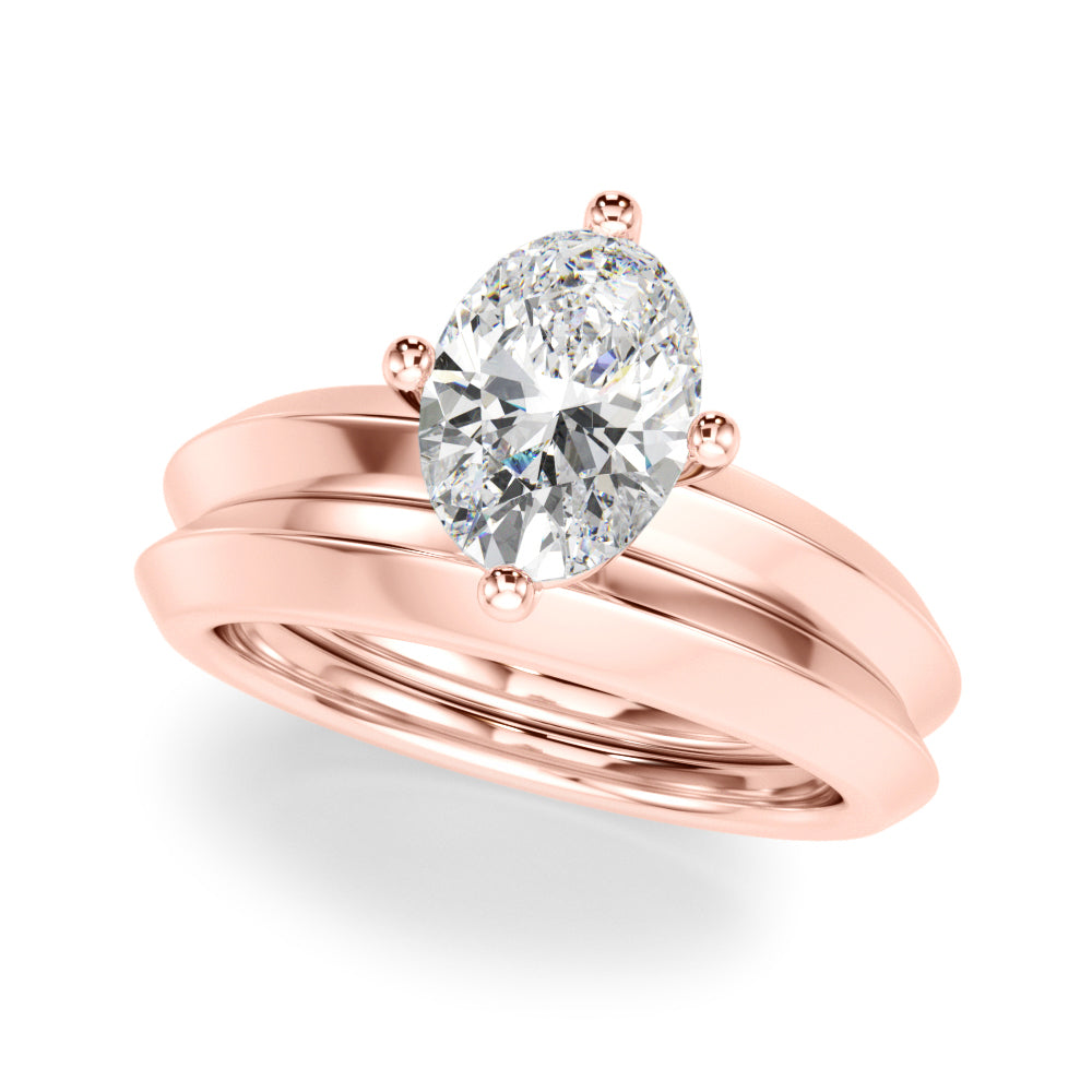 Eternal Knife Edge Solitaire Eng Ring Oval Diamond Engagement Ring — 9K/18K Gold & Platinum