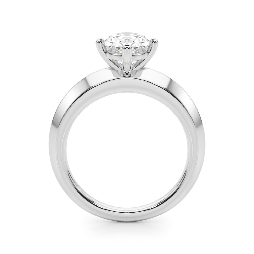 Eternal Knife Edge Solitaire Eng Ring Oval Diamond Engagement Ring — 9K/18K Gold & Platinum