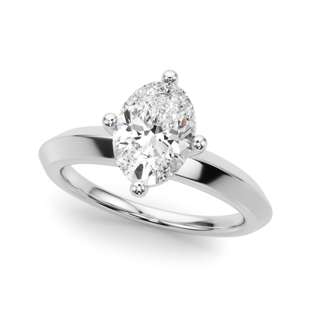 Eternal Knife Edge Solitaire Eng Ring Oval Diamond Engagement Ring — 9K/18K Gold & Platinum