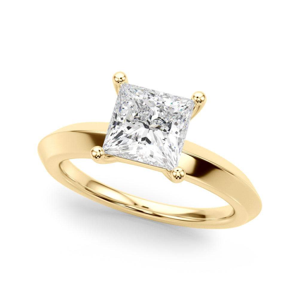 Radiant Knife Edge Solitaire Eng Ring Princess Diamond Engagement Ring — 9K/18K Gold & Platinum