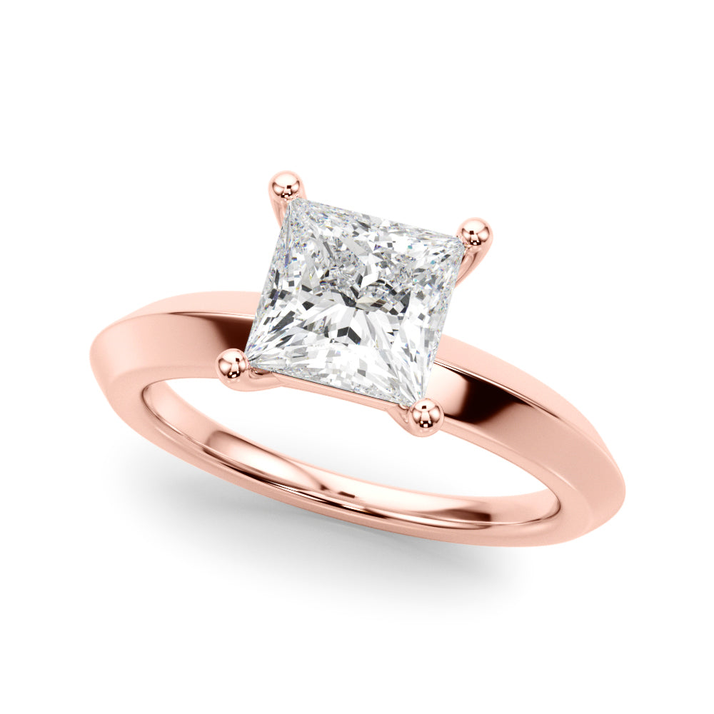 Radiant Knife Edge Solitaire Eng Ring Princess Diamond Engagement Ring — 9K/18K Gold & Platinum