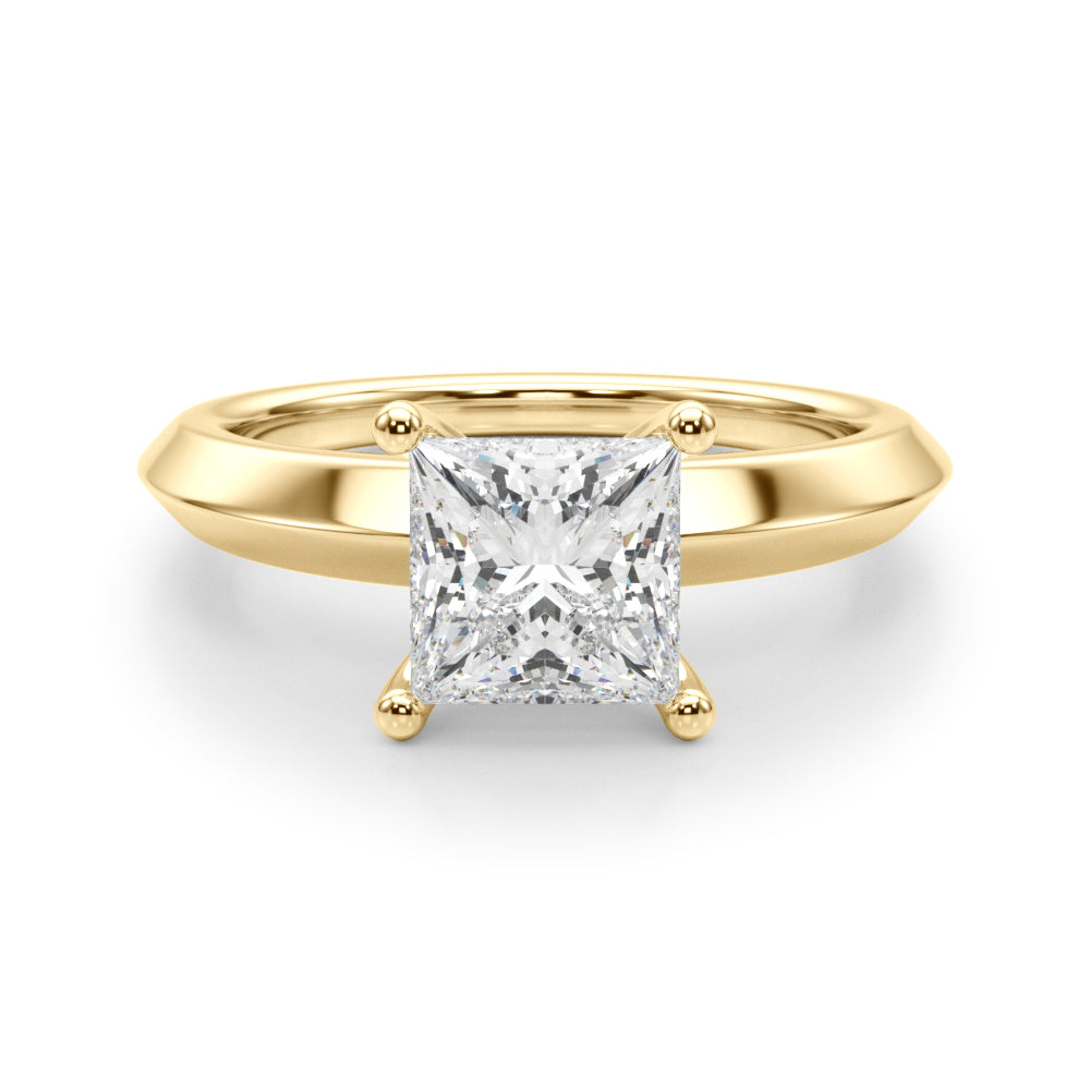 Radiant Knife Edge Solitaire Eng Ring Princess Diamond Engagement Ring — 9K/18K Gold & Platinum