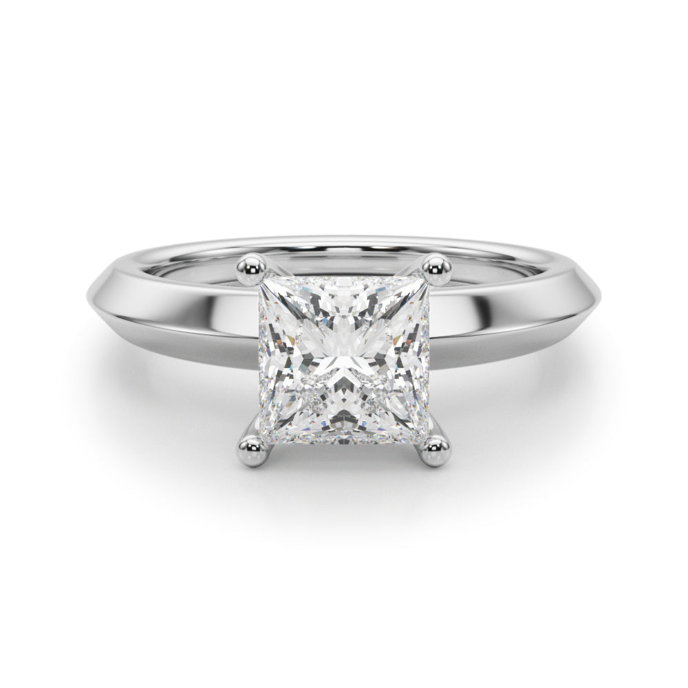 Radiant Knife Edge Solitaire Eng Ring Princess Diamond Engagement Ring — 9K/18K Gold & Platinum