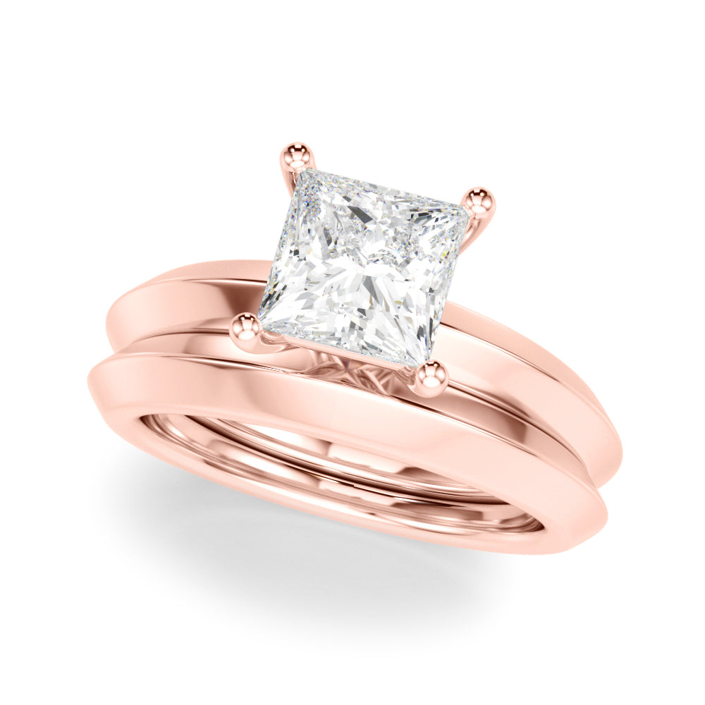 Radiant Knife Edge Solitaire Eng Ring Princess Diamond Engagement Ring — 9K/18K Gold & Platinum