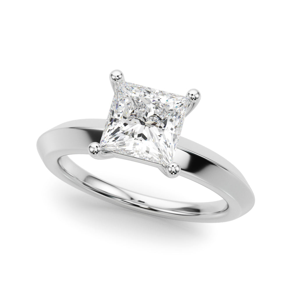 Radiant Knife Edge Solitaire Eng Ring Princess Diamond Engagement Ring — 9K/18K Gold & Platinum