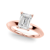 Sophisticated Knife Edge Solitaire Eng Ring Emerald Diamond Engagement Ring — 9K/18K Gold & Platinum