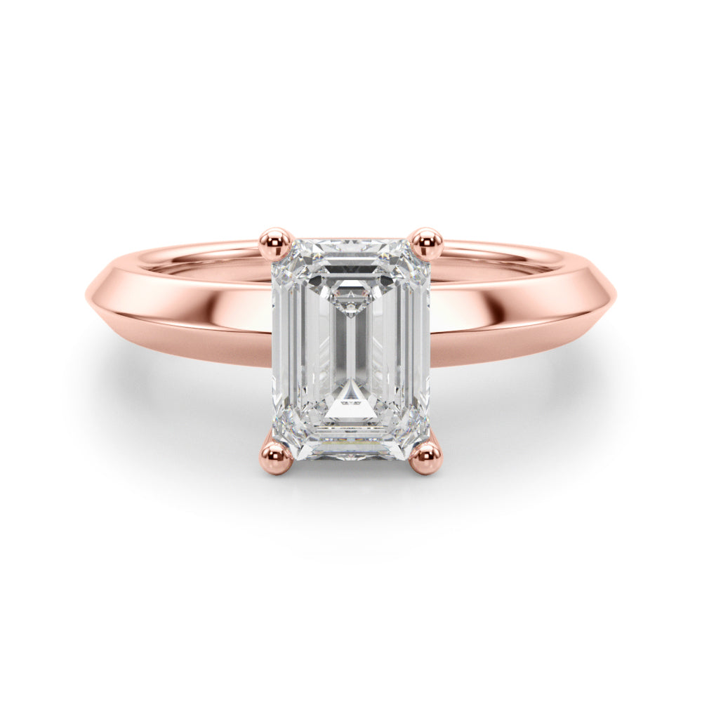Sophisticated Knife Edge Solitaire Eng Ring Emerald Diamond Engagement Ring — 9K/18K Gold & Platinum