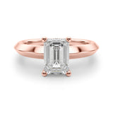 Sophisticated Knife Edge Solitaire Eng Ring Emerald Diamond Engagement Ring — 9K/18K Gold & Platinum