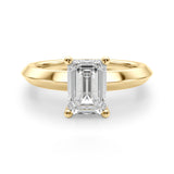 Sophisticated Knife Edge Solitaire Eng Ring Emerald Diamond Engagement Ring — 9K/18K Gold & Platinum