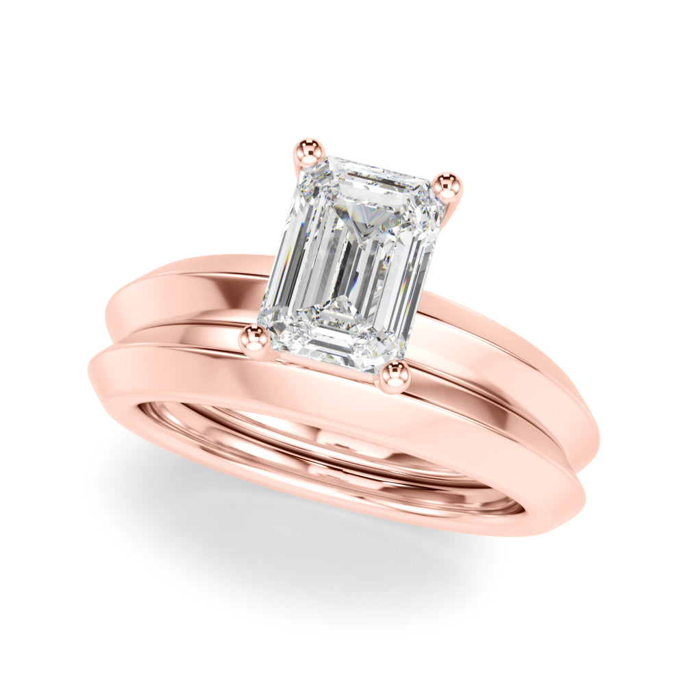 Sophisticated Knife Edge Solitaire Eng Ring Emerald Diamond Engagement Ring — 9K/18K Gold & Platinum