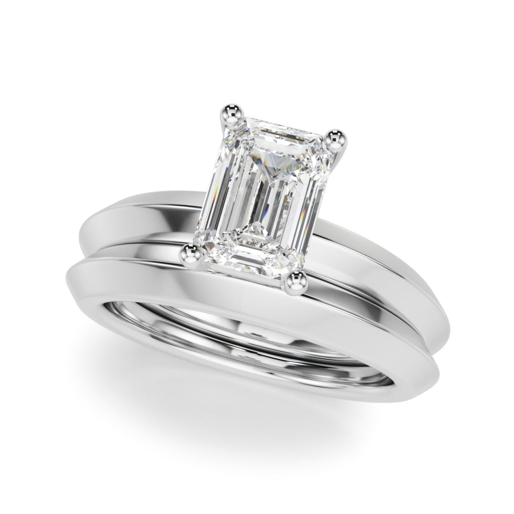 Sophisticated Knife Edge Solitaire Eng Ring Emerald Diamond Engagement Ring — 9K/18K Gold & Platinum