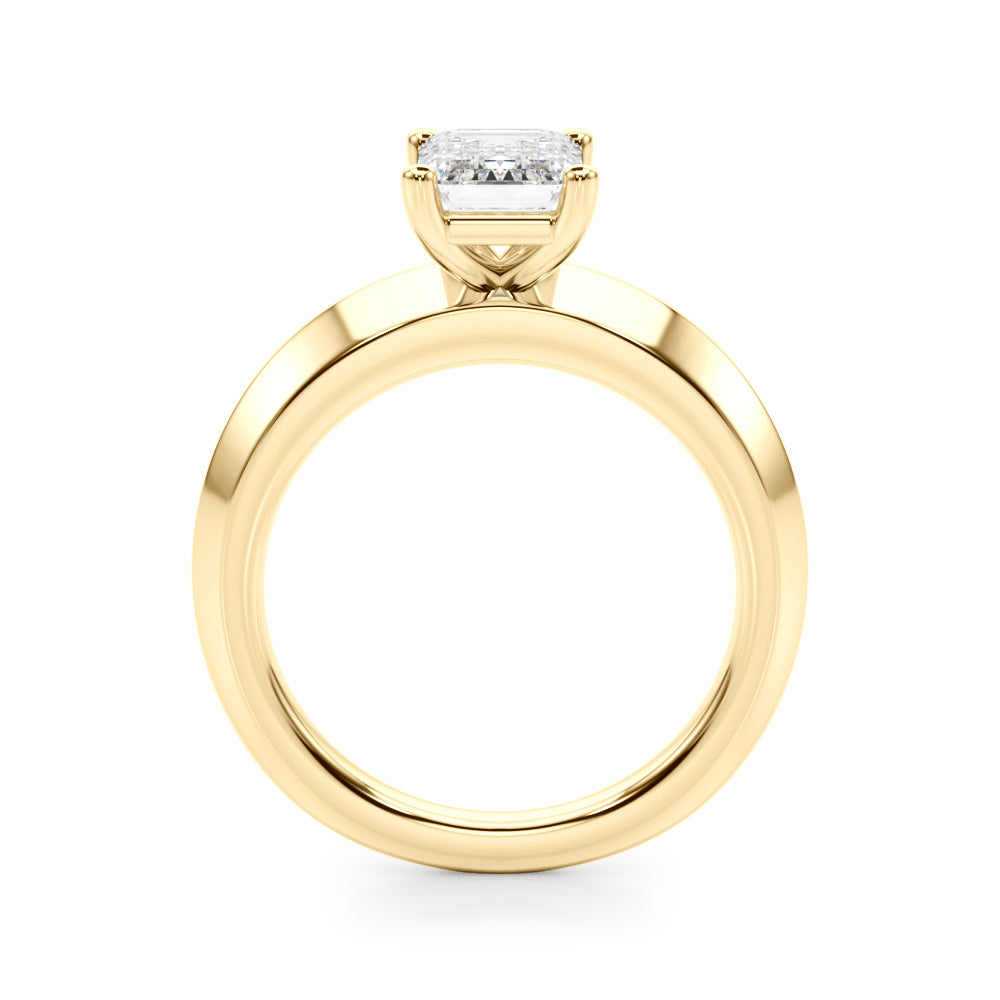 Sophisticated Knife Edge Solitaire Eng Ring Emerald Diamond Engagement Ring — 9K/18K Gold & Platinum