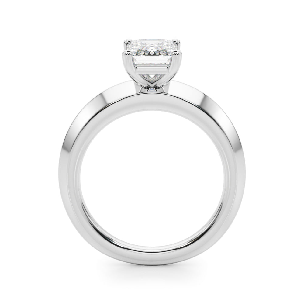 Sophisticated Knife Edge Solitaire Eng Ring Emerald Diamond Engagement Ring — 9K/18K Gold & Platinum