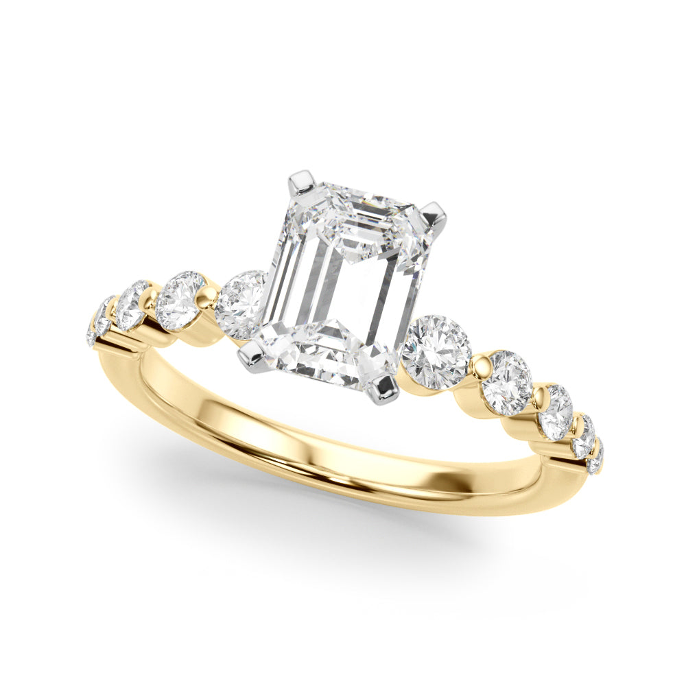 Majestic Single Row Shared Pr Eng Ring Round Diamond Engagement Ring — 9K/18K Gold & Platinum