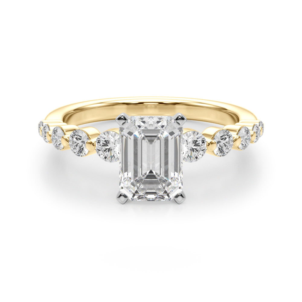 Majestic Single Row Shared Pr Eng Ring Round Diamond Engagement Ring — 9K/18K Gold & Platinum