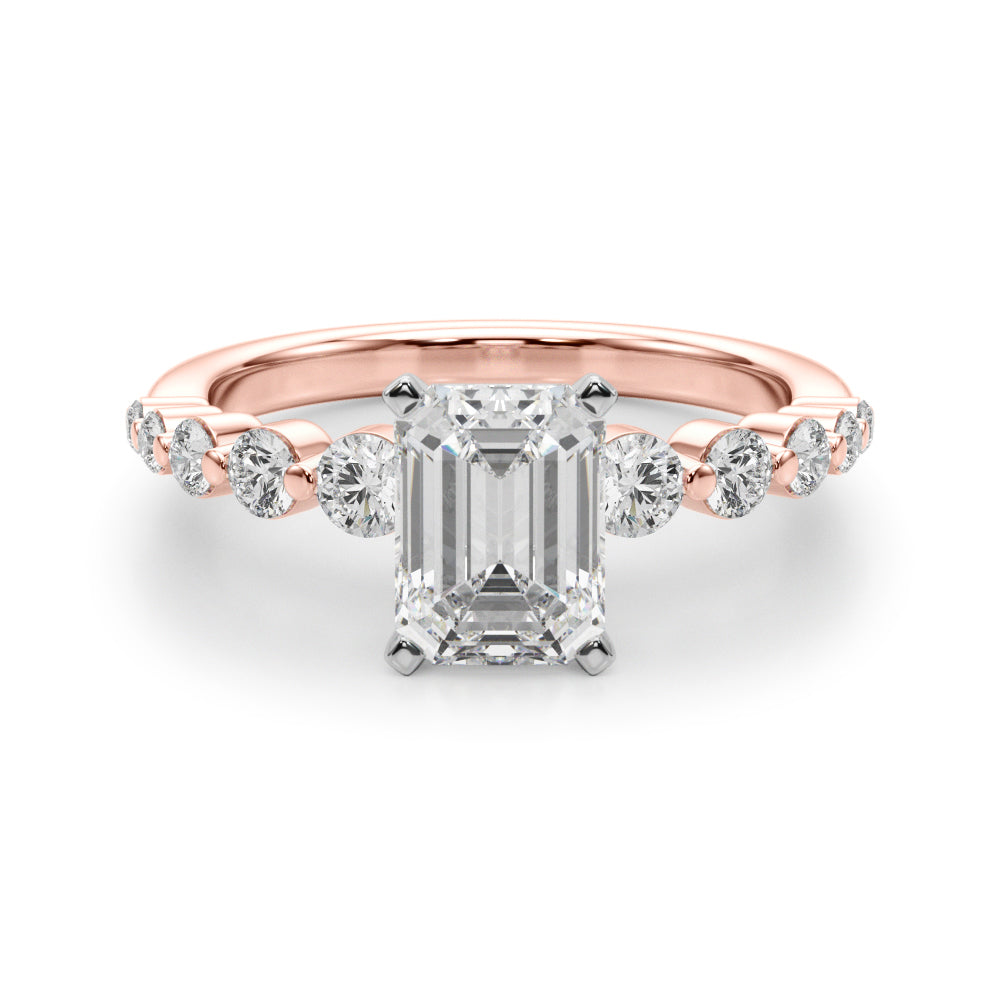Majestic Single Row Shared Pr Eng Ring Round Diamond Engagement Ring — 9K/18K Gold & Platinum