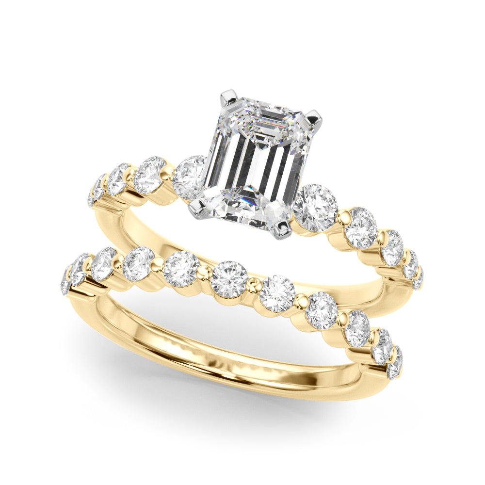 Majestic Single Row Shared Pr Eng Ring Round Diamond Engagement Ring — 9K/18K Gold & Platinum