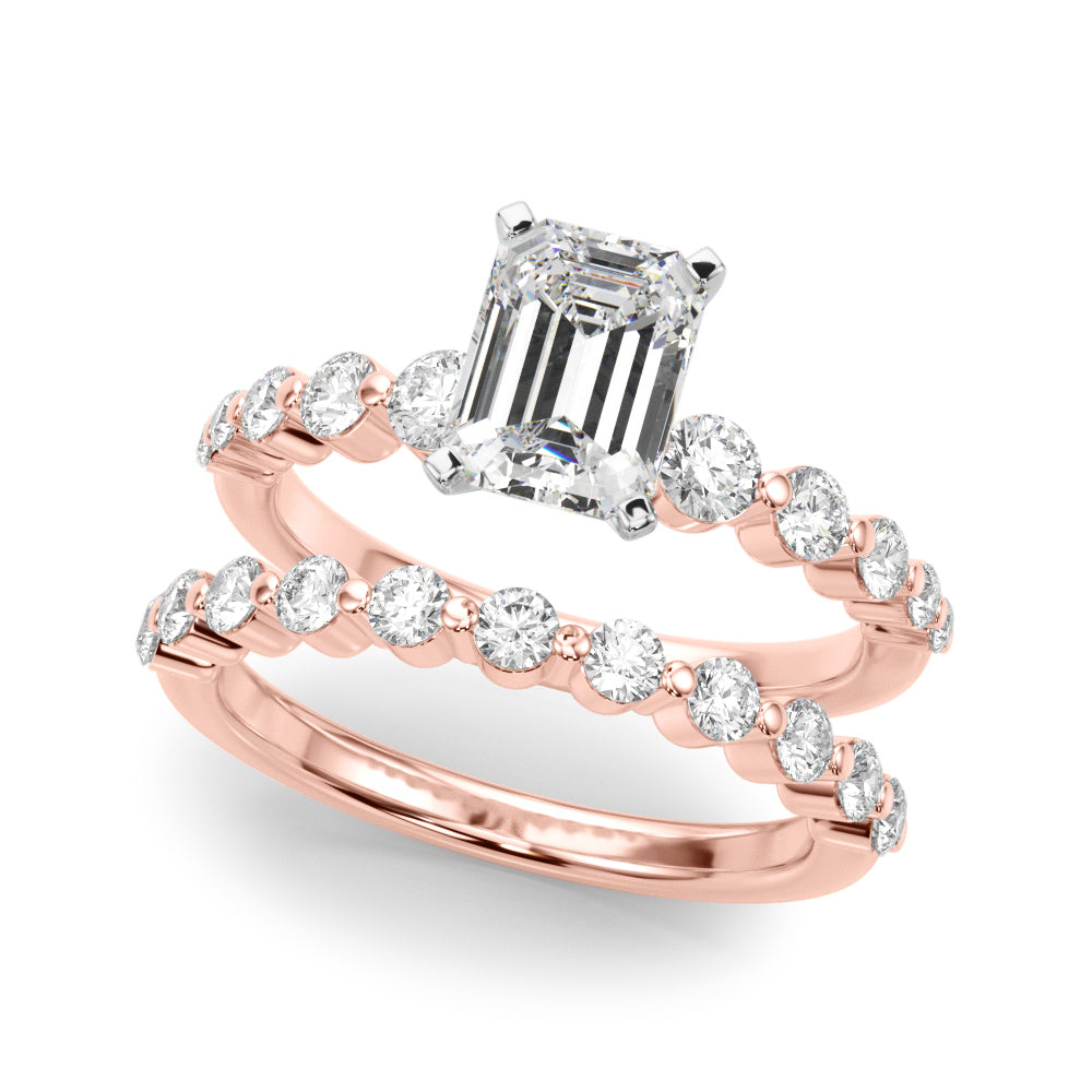Majestic Single Row Shared Pr Eng Ring Round Diamond Engagement Ring — 9K/18K Gold & Platinum