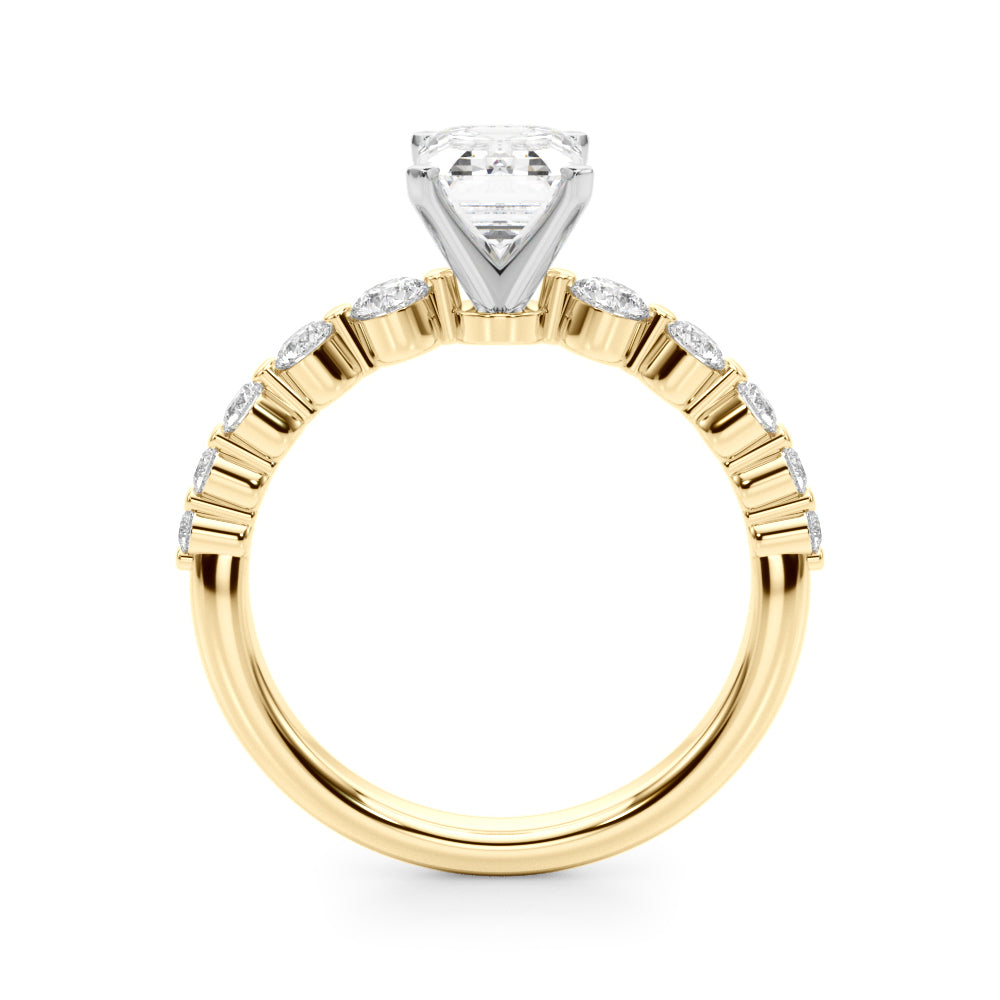 Majestic Single Row Shared Pr Eng Ring Round Diamond Engagement Ring — 9K/18K Gold & Platinum