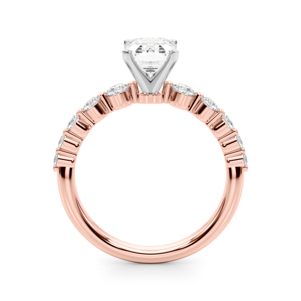 Majestic Single Row Shared Pr Eng Ring Round Diamond Engagement Ring — 9K/18K Gold & Platinum