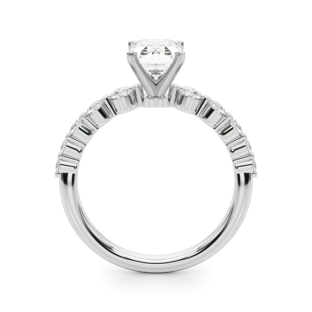 Majestic Single Row Shared Pr Eng Ring Round Diamond Engagement Ring — 9K/18K Gold & Platinum