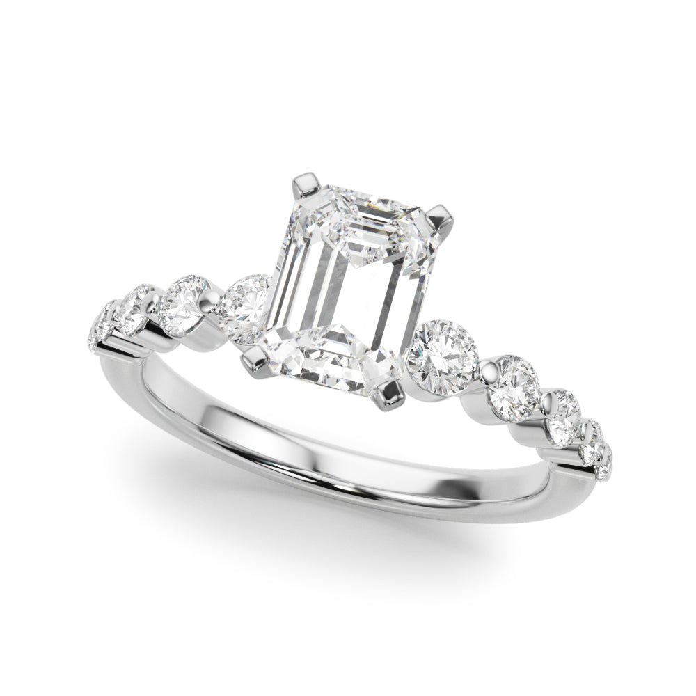 Majestic Single Row Shared Pr Eng Ring Round Diamond Engagement Ring — 9K/18K Gold & Platinum