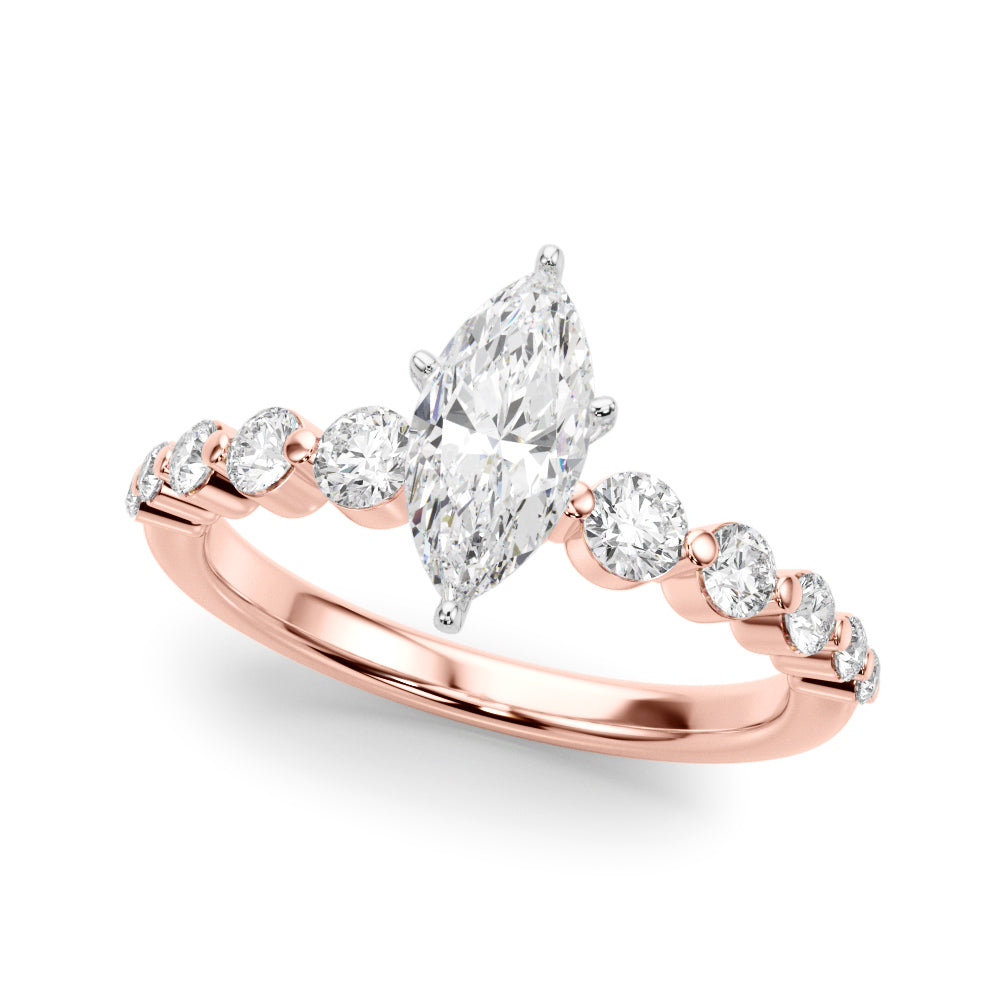 Majestic Single Row Shared Pr Eng Ring Round Diamond Engagement Ring — 9K/18K Gold & Platinum