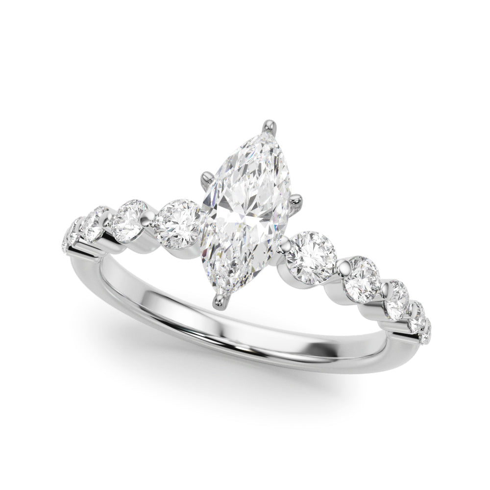 Majestic Single Row Shared Pr Eng Ring Round Diamond Engagement Ring — 9K/18K Gold & Platinum