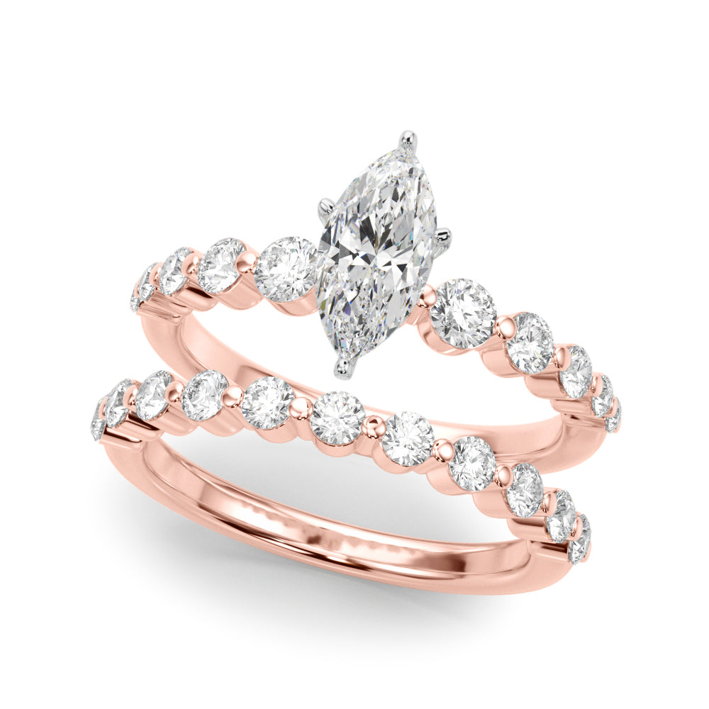 Majestic Single Row Shared Pr Eng Ring Round Diamond Engagement Ring — 9K/18K Gold & Platinum