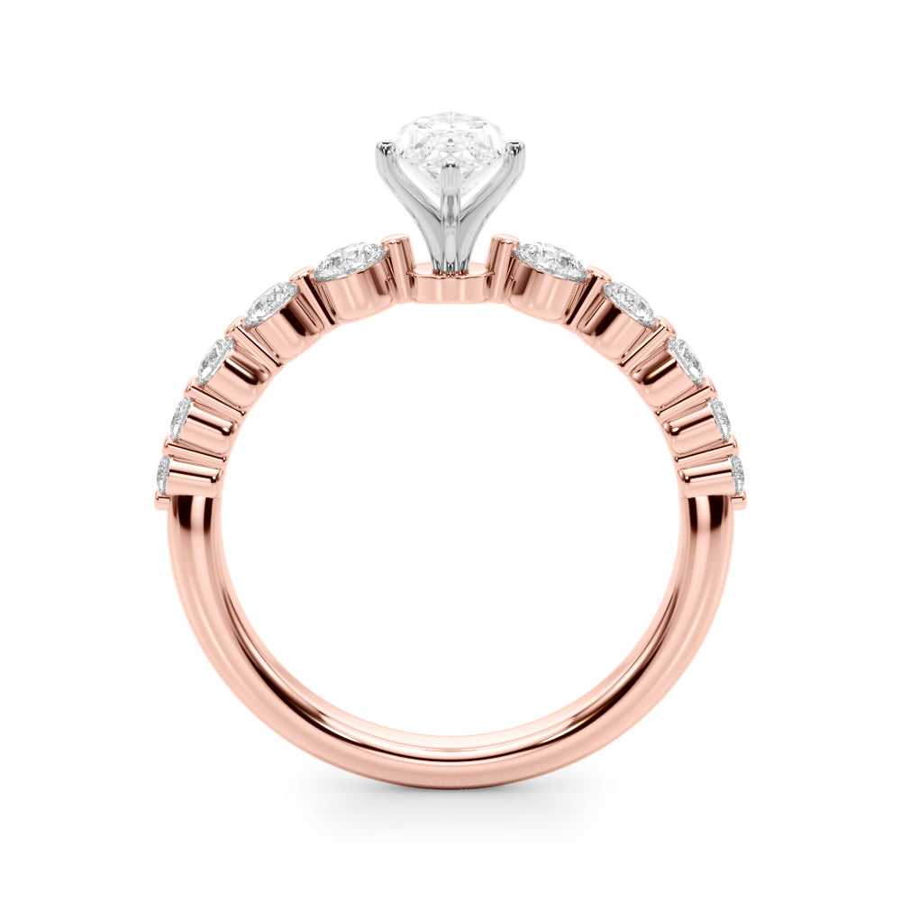 Majestic Single Row Shared Pr Eng Ring Round Diamond Engagement Ring — 9K/18K Gold & Platinum