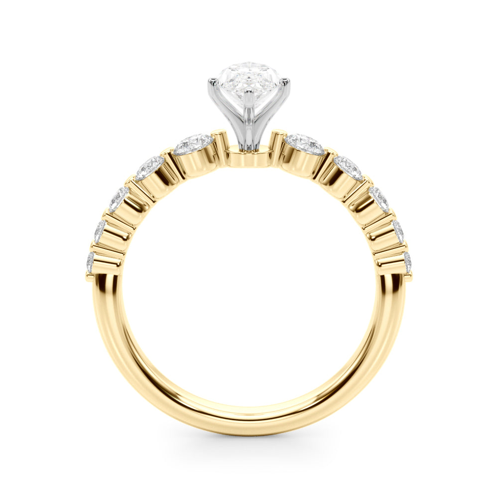 Majestic Single Row Shared Pr Eng Ring Round Diamond Engagement Ring — 9K/18K Gold & Platinum
