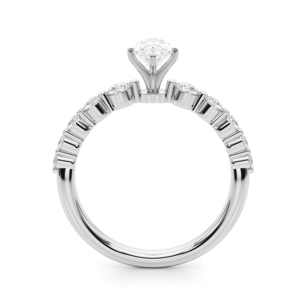 Majestic Single Row Shared Pr Eng Ring Round Diamond Engagement Ring — 9K/18K Gold & Platinum