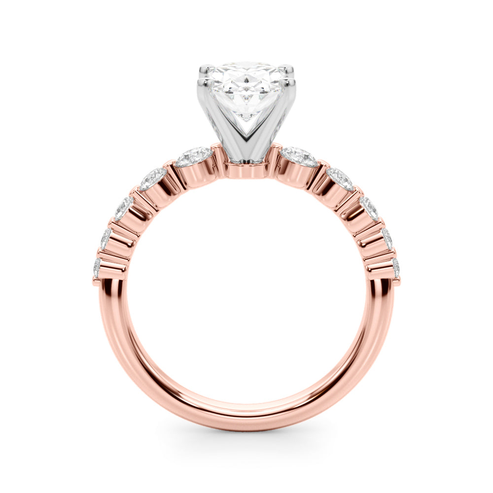 Majestic Single Row Shared Pr Eng Ring Round Diamond Engagement Ring — 9K/18K Gold & Platinum