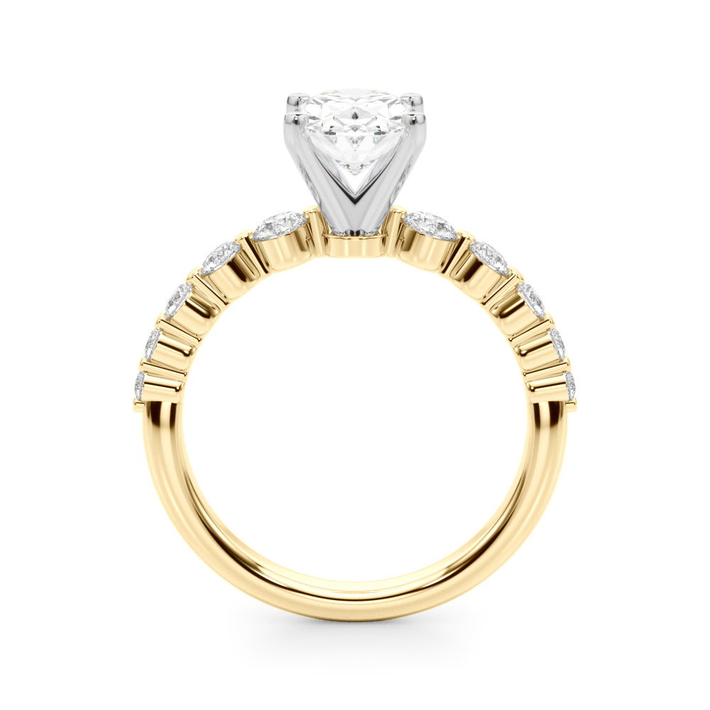 Majestic Single Row Shared Pr Eng Ring Round Diamond Engagement Ring — 9K/18K Gold & Platinum