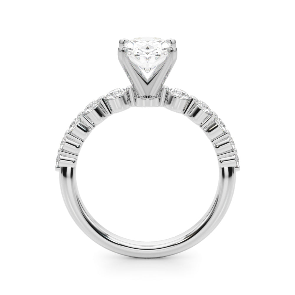 Majestic Single Row Shared Pr Eng Ring Round Diamond Engagement Ring — 9K/18K Gold & Platinum