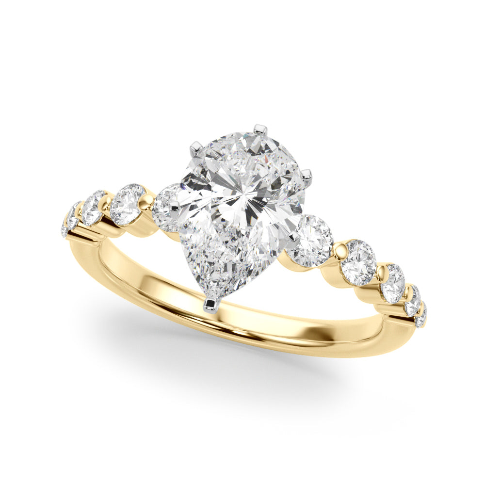 Majestic Single Row Shared Pr Eng Ring Round Diamond Engagement Ring — 9K/18K Gold & Platinum