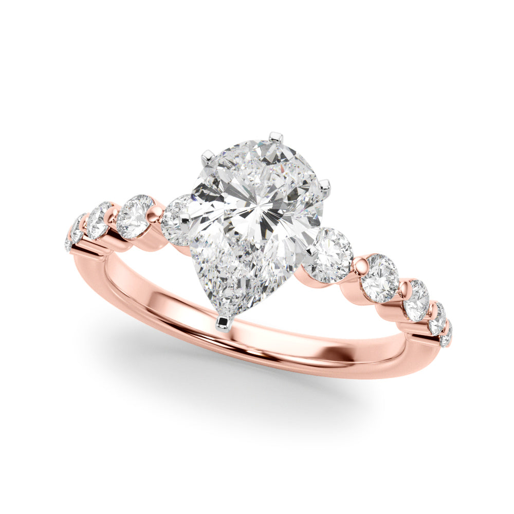 Majestic Single Row Shared Pr Eng Ring Round Diamond Engagement Ring — 9K/18K Gold & Platinum