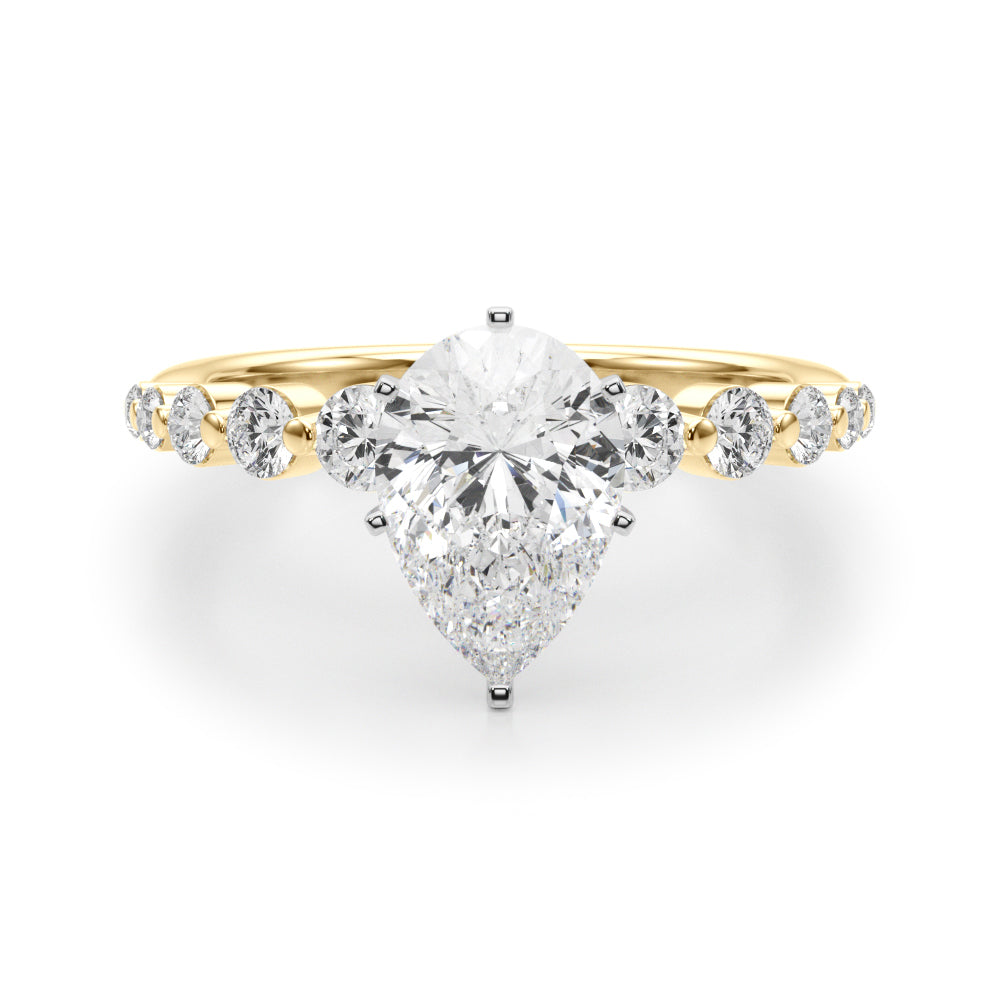 Majestic Single Row Shared Pr Eng Ring Round Diamond Engagement Ring — 9K/18K Gold & Platinum