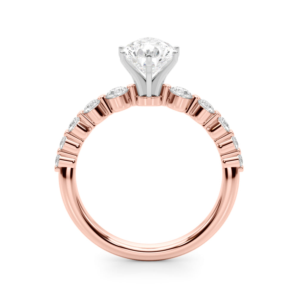 Majestic Single Row Shared Pr Eng Ring Round Diamond Engagement Ring — 9K/18K Gold & Platinum