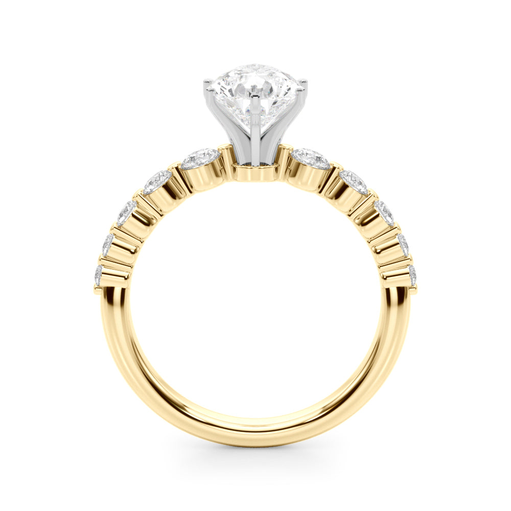 Majestic Single Row Shared Pr Eng Ring Round Diamond Engagement Ring — 9K/18K Gold & Platinum